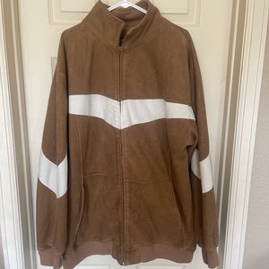 Mens 2XL Celebrity Brown/Tan w/White/Cream Stripe Zip Up